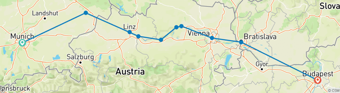Image d'une carte montrant l'itinéraire du circuit