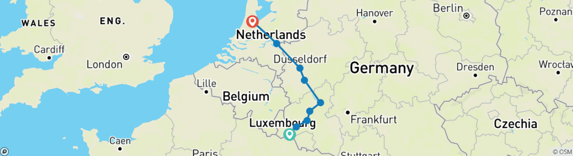 Image d'une carte montrant l'itinéraire du circuit