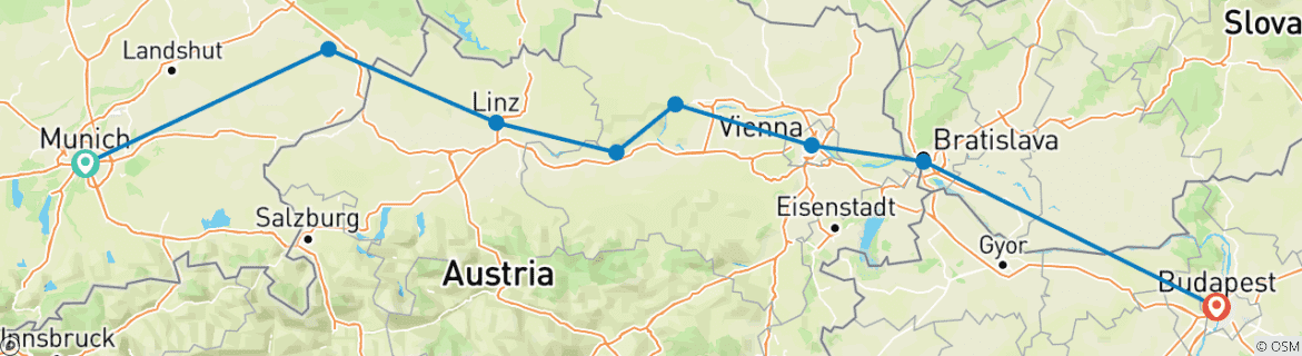 Image d'une carte montrant l'itinéraire du circuit
