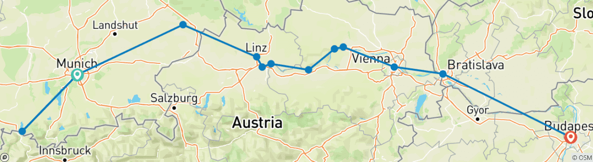 Image d'une carte montrant l'itinéraire du circuit