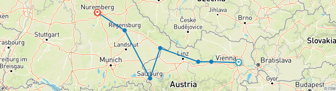 Image d'une carte montrant l'itinéraire du circuit