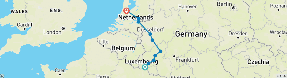 Image d'une carte montrant l'itinéraire du circuit