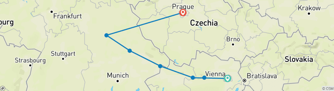 Image d'une carte montrant l'itinéraire du circuit