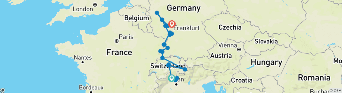 Image d'une carte montrant l'itinéraire du circuit