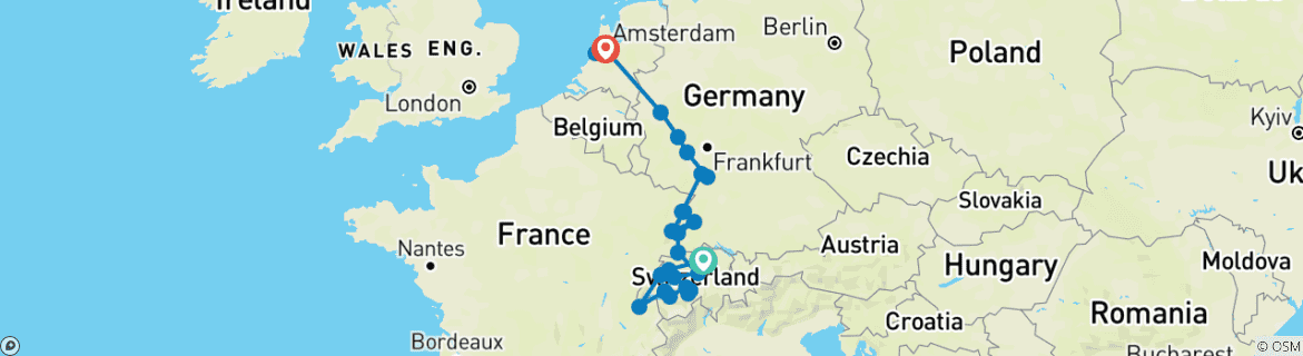 Image d'une carte montrant l'itinéraire du circuit