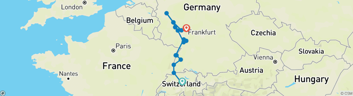 Foto van een kaart met de route van de rondreis