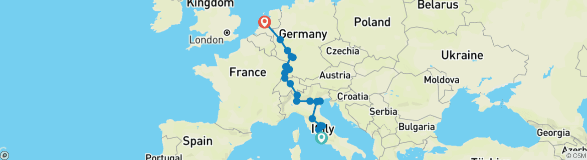 Image d'une carte montrant l'itinéraire du circuit