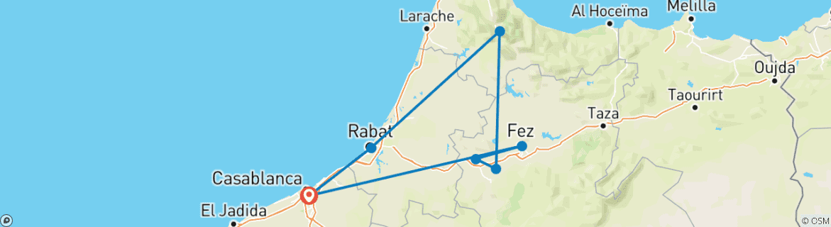 Image d'une carte montrant l'itinéraire du circuit