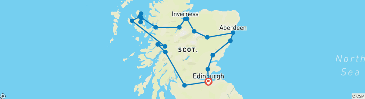 Image d'une carte montrant l'itinéraire du circuit