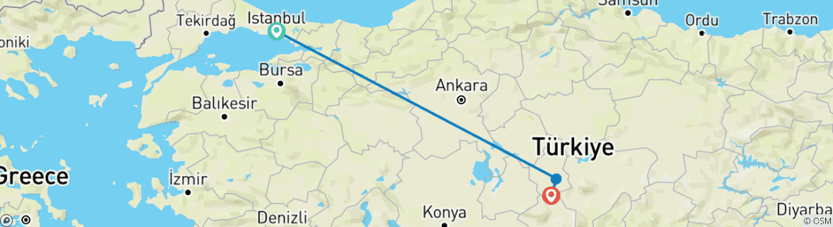 Carte du circuit Ambiance turque : une aventure d'Istanbul à la Cappadoce féérique