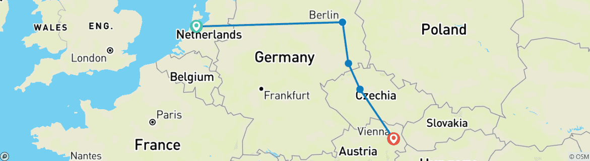 Image d'une carte montrant l'itinéraire du circuit