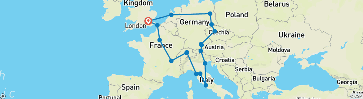Image d'une carte montrant l'itinéraire du circuit