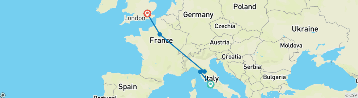 Image d'une carte montrant l'itinéraire du circuit