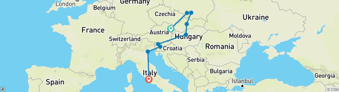 Image d'une carte montrant l'itinéraire du circuit