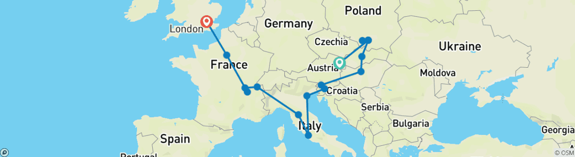 Image d'une carte montrant l'itinéraire du circuit