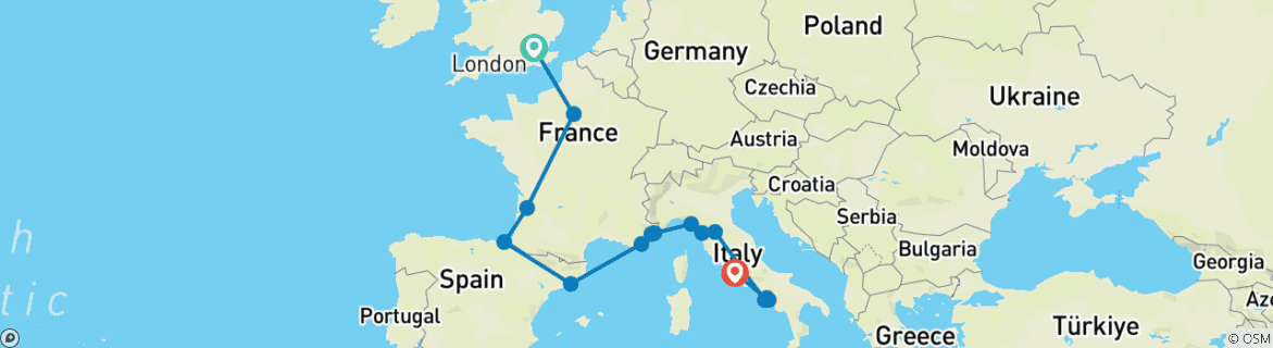 Image d'une carte montrant l'itinéraire du circuit