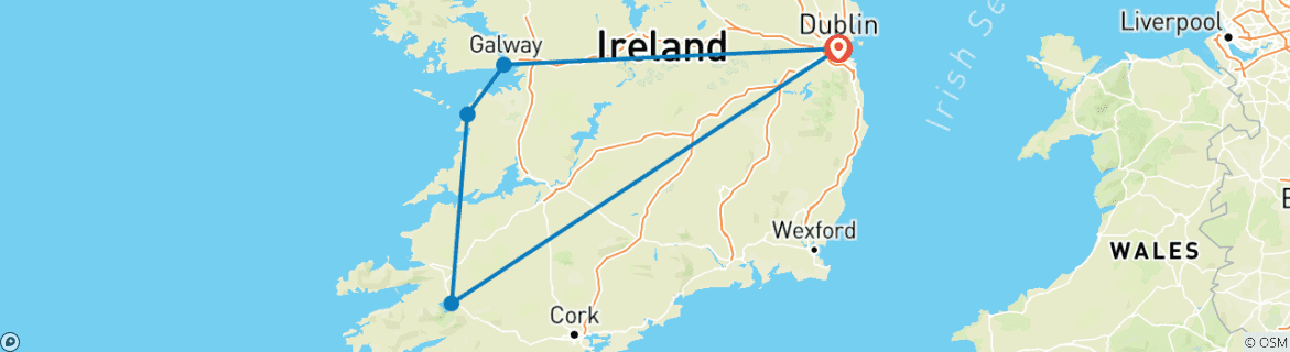 Image d'une carte montrant l'itinéraire du circuit