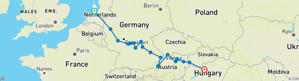 Image d'une carte montrant l'itinéraire du circuit