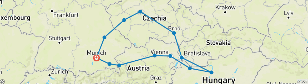 Image d'une carte montrant l'itinéraire du circuit
