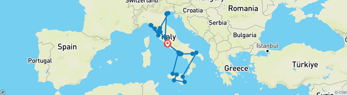 Karte von Italien-Entdeckungsreise 16 Tage