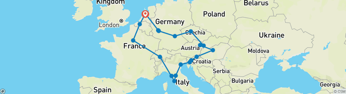 Karte mit der Reiseroute