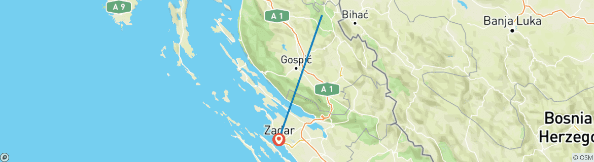 Image d'une carte montrant l'itinéraire du circuit