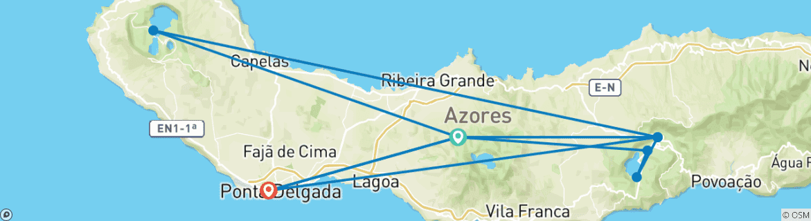 Image d'une carte montrant l'itinéraire du circuit