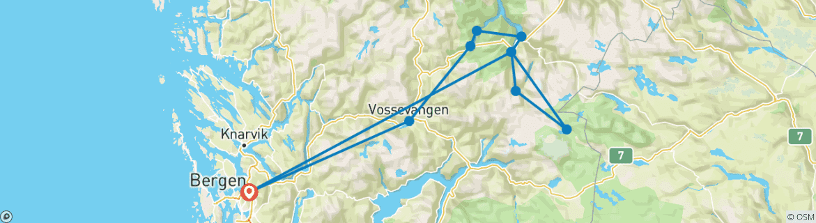 Image d'une carte montrant l'itinéraire du circuit
