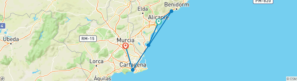 Image d'une carte montrant l'itinéraire du circuit