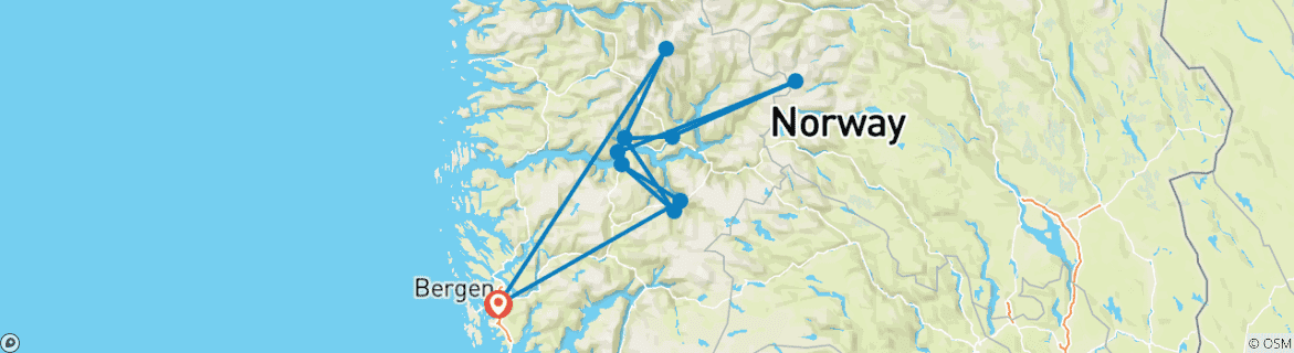 Image d'une carte montrant l'itinéraire du circuit