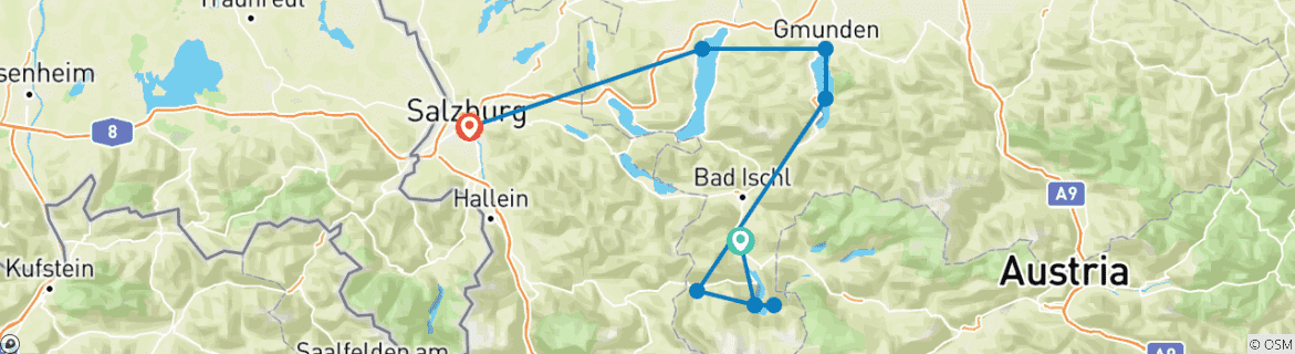 Image d'une carte montrant l'itinéraire du circuit