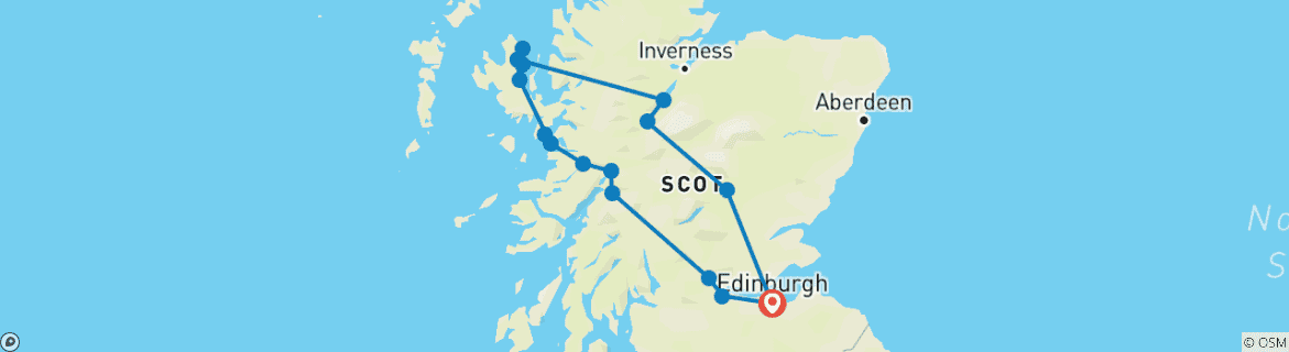 Image d'une carte montrant l'itinéraire du circuit