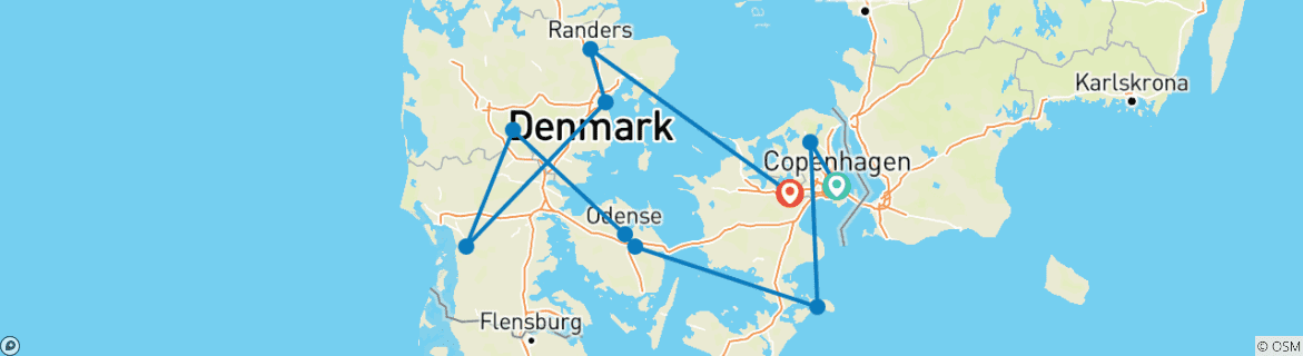 Foto van een kaart met de route van de rondreis