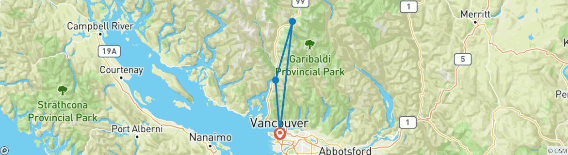 Image d'une carte montrant l'itinéraire du circuit
