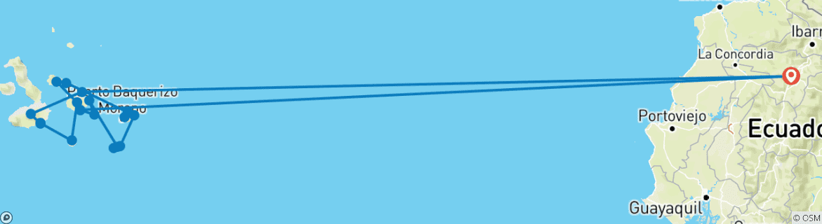 Image d'une carte montrant l'itinéraire du circuit