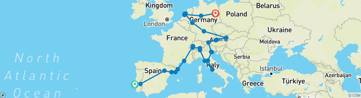 Image d'une carte montrant l'itinéraire du circuit