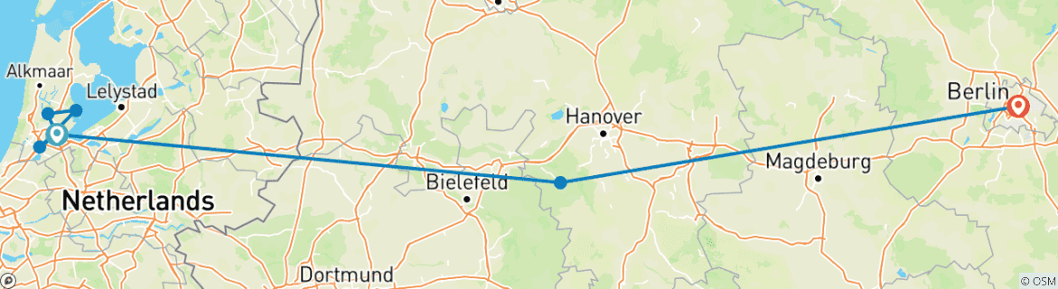 Foto van een kaart met de route van de rondreis