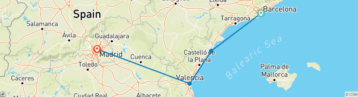 Image d'une carte montrant l'itinéraire du circuit