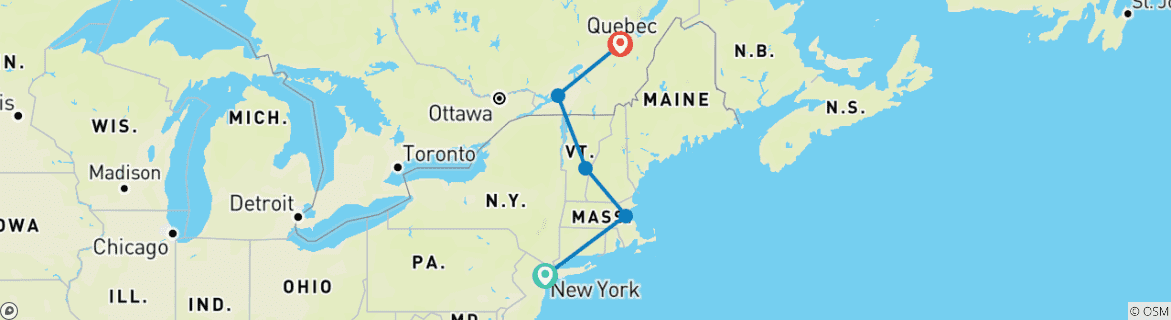 Image d'une carte montrant l'itinéraire du circuit