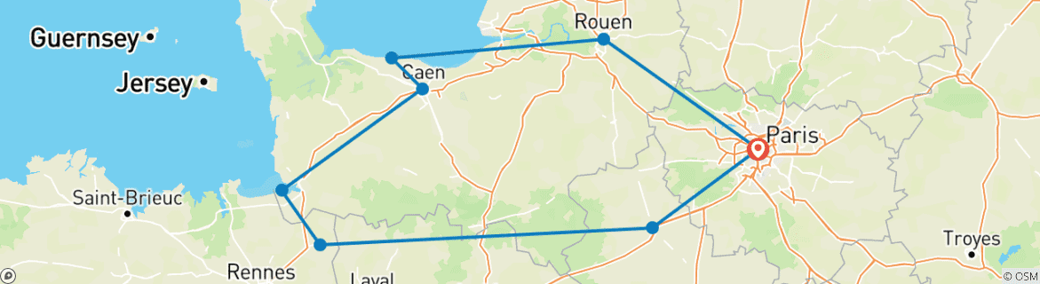 Image d'une carte montrant l'itinéraire du circuit