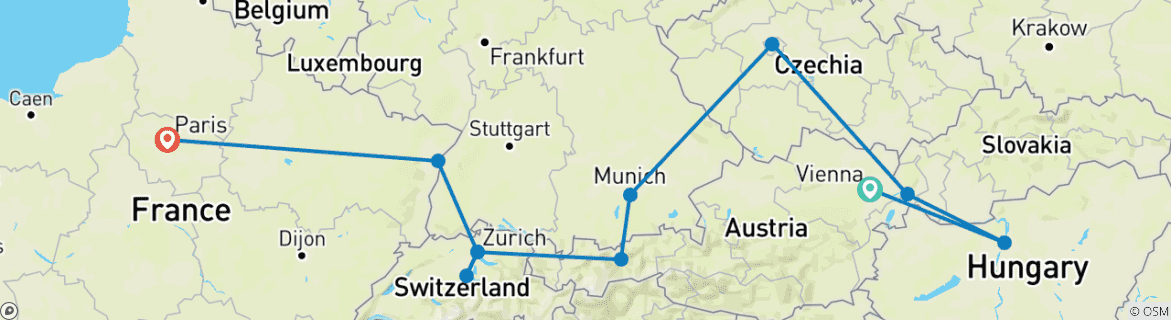 Image d'une carte montrant l'itinéraire du circuit