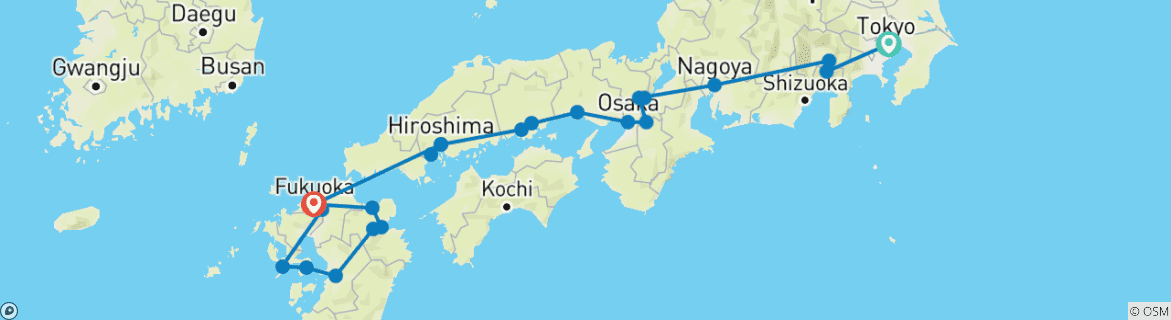 Image d'une carte montrant l'itinéraire du circuit