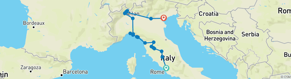 Image d'une carte montrant l'itinéraire du circuit