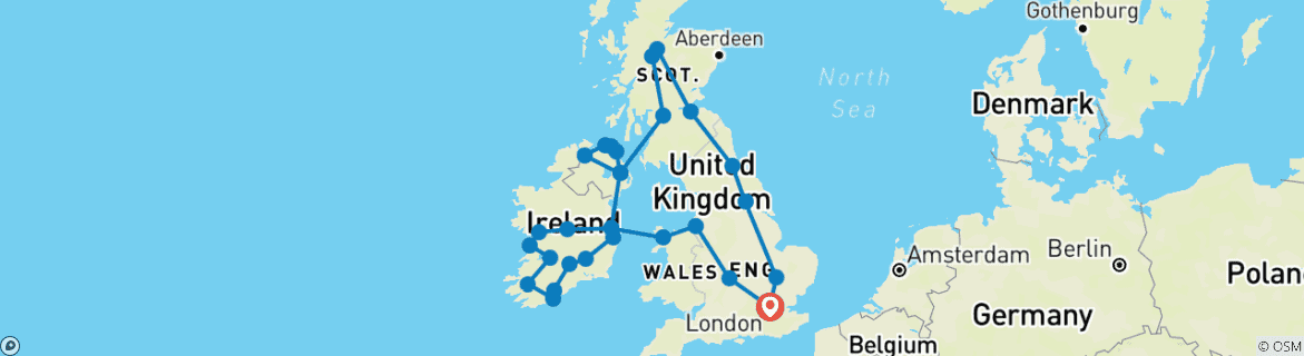 Image d'une carte montrant l'itinéraire du circuit
