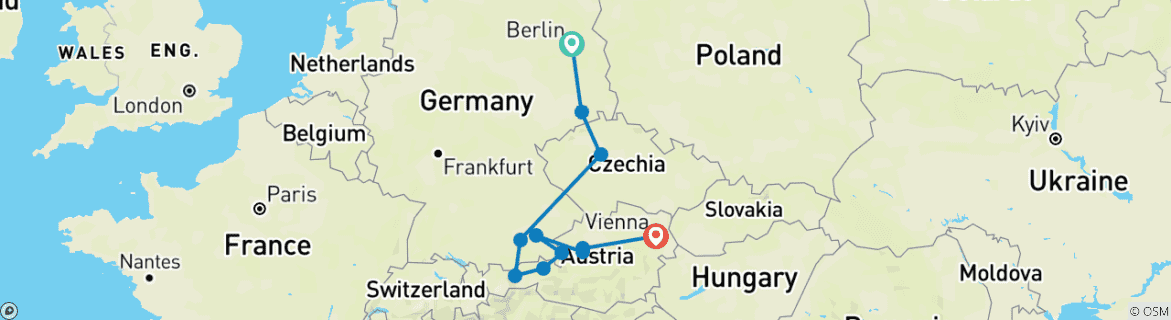Karte mit der Reiseroute