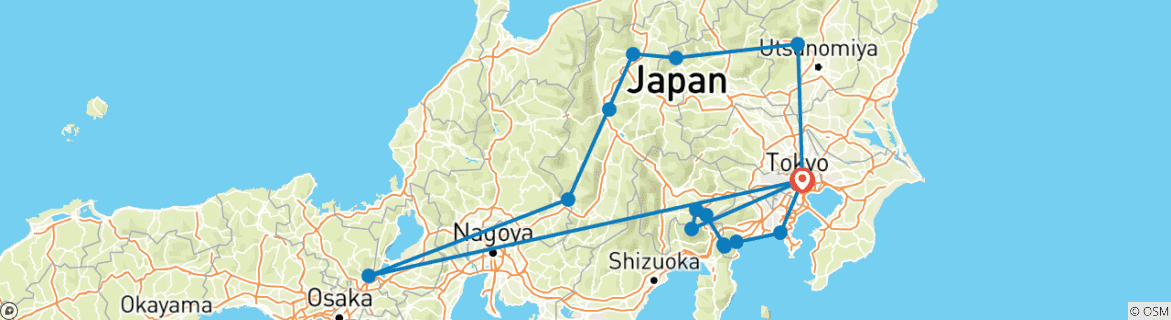 Image d'une carte montrant l'itinéraire du circuit