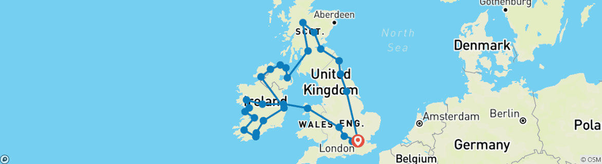 Image d'une carte montrant l'itinéraire du circuit