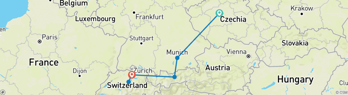 Image d'une carte montrant l'itinéraire du circuit