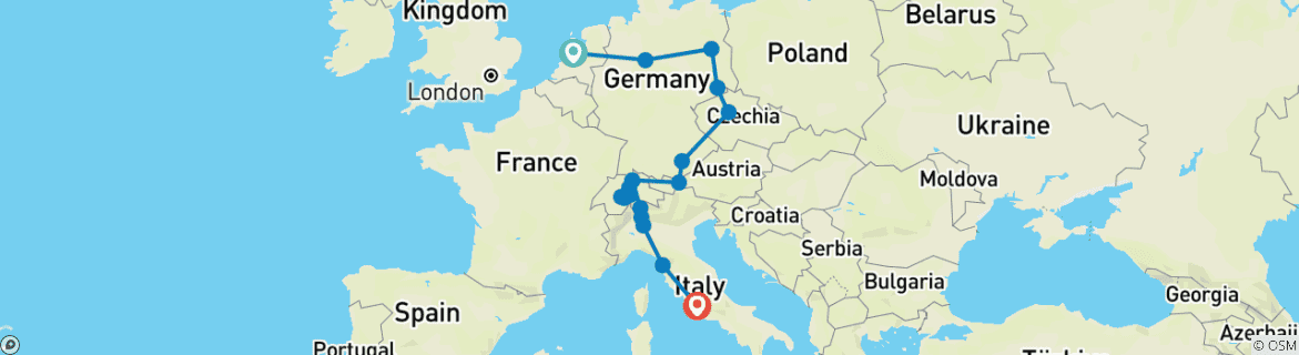 Image d'une carte montrant l'itinéraire du circuit