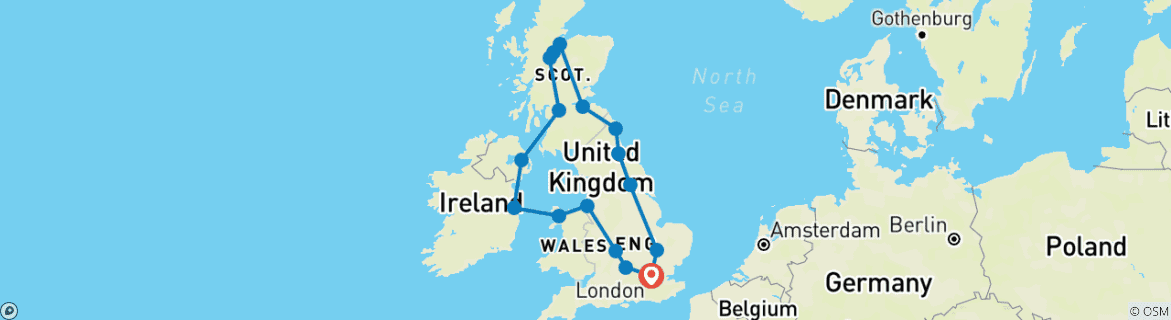 Image d'une carte montrant l'itinéraire du circuit